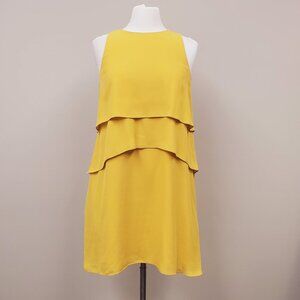 Banana Republic Women's Sz 6 Chartreuse Yellow Sleeveless Tiered Lined Dress NWT